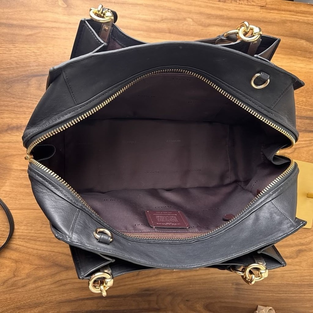 Coach Dreamer 36 Black Leather Shoulder Bag Satchel Gold Hardware - Picture 5 of 16
